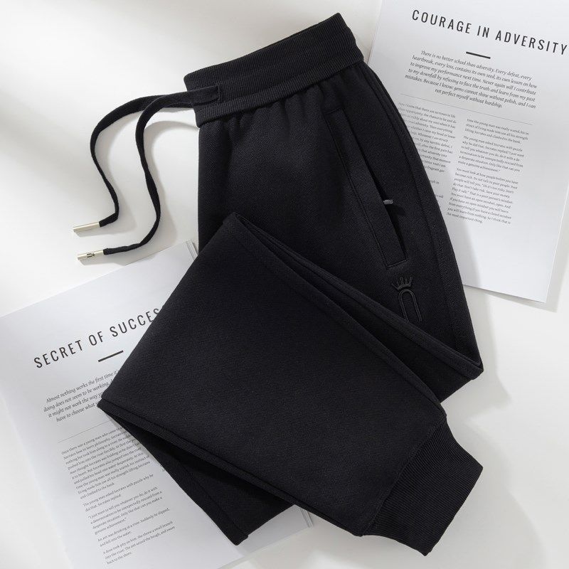 拉链口袋高腰浅灰色运动裤女士春秋季新款束脚宽松大码休闲卫裤子,淘宝优惠券,粉丝福利购,淘宝优惠卷