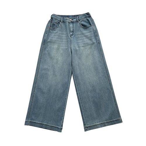 大码女装阔腿牛仔裤女夏季薄款宽松直筒裤梨型显瘦九分裤胖mm裤子 - 图3