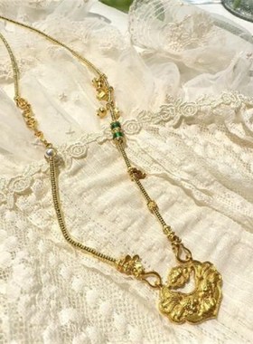 锦鲤如意锁铃兰花花朵吊坠古法沙配件项链毛衣链女