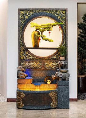 开业礼客厅中式招财流水摆件喷泉风水轮家居装饰品阳台造景办公室