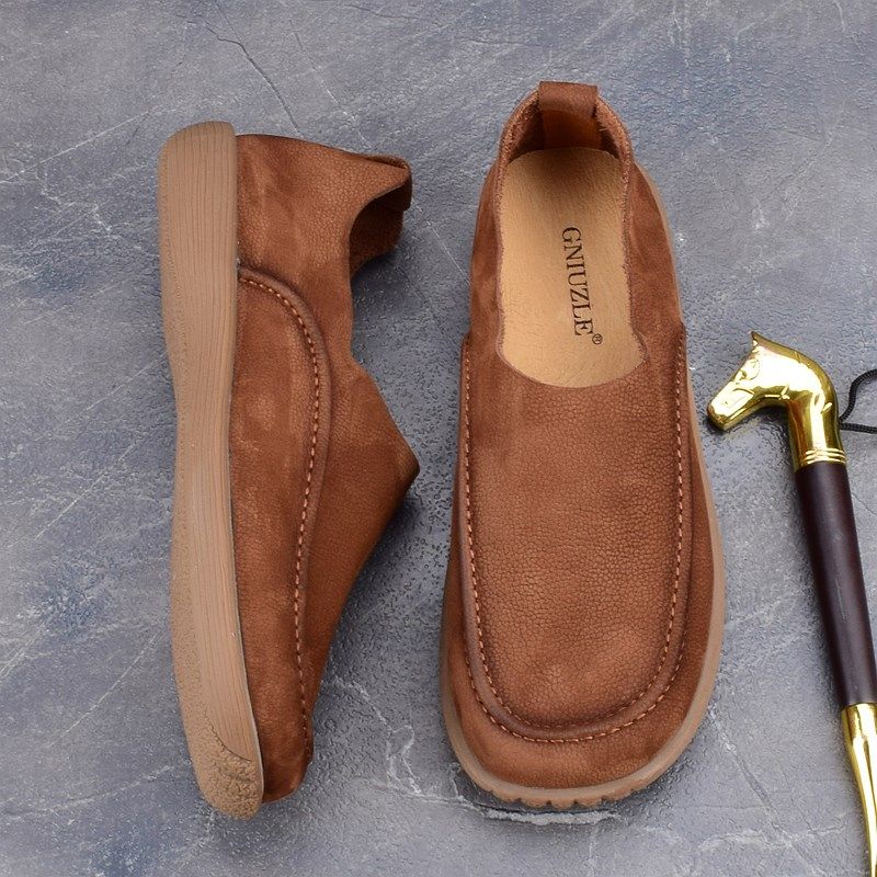 透气皮鞋软底懒人鞋一脚蹬男休闲真皮头层牛皮简约时尚豆豆鞋软皮,淘宝优惠券,粉丝福利购,淘宝优惠卷