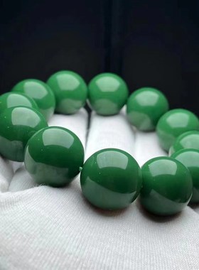 雪巴琉璃菜籽绿圆珠单圈手串佛珠手捻男女饰品佩戴民族风文玩配饰