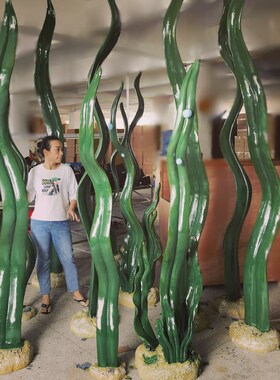 玻璃钢真水草雕塑海洋主题拍摄背景摄影道N具景观装饰品海草摆件