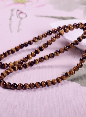 天然黄虎眼石手链6mm108颗佛珠手串4圈手串虎睛石木变石3圈手串