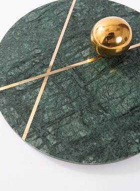 现代简约大理石托盘收纳盘摆件茶几玄关桌面摆场T软装饰品桌面摆