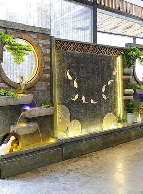 大型田园流水屏风玄关水幕墙喷泉水景景观假山落地摆件公司送礼