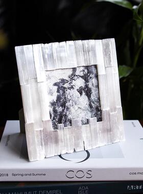 谜凡手工矿石相框6寸水晶创意书桌摆台书柜床头桌面精致画框摆件