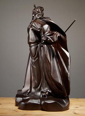 黑檀木雕关公佛像摆件实木武财神关帝圣君家居客厅装饰红木工艺品