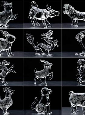 水晶十二生肖鼠牛虎兔龙蛇马羊猴鸡狗狗猪摆件工艺礼品生肖装饰品