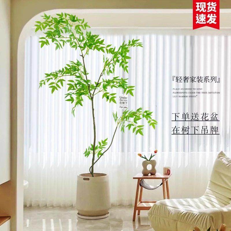 大型客厅落地摆件室内沙发电视柜旁边假植物南天竹彷真绿色植物摆,淘宝优惠券,粉丝福利购,淘宝优惠卷