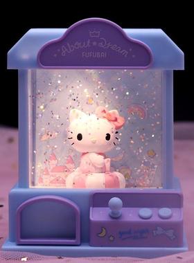 Kt猫布丁狗旋律Culomi水晶风灯夜光音乐盒女孩的心礼物装饰