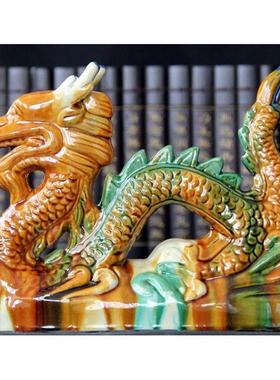 陶瓷龙摆件龙家居桌面摆件办公送礼瑞兽招财补缺角青龙摆设吉祥物