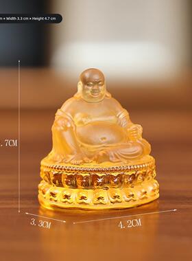 迷你琉璃弥勒佛吊坠车挂包挂钥匙扣小佛像多功能汽车内饰小摆件