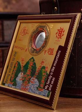 纯黄铜山海镇室内摆件麒麟山海镇八卦镜凸镜室外挂件凸面挂饰图牌