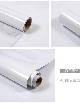 白色亮面烤漆贴纸黑色防水家具翻新衣柜橱柜贴纸自粘墙纸壁纸墙贴
