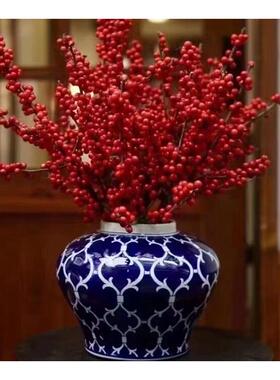陶瓷器罐青花瓷插花插现代家居新中式装饰品客厅电视柜摆件
