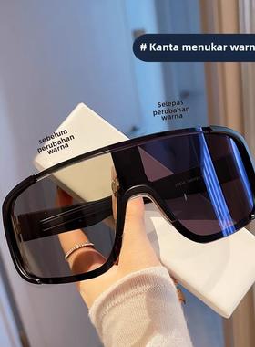 德国进口时尚变色镜片骑行眼镜日夜二用防风偏光太阳镜女墨镜男士