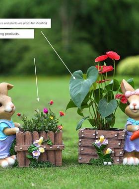 户外卡通动物兔子花盆花园别墅庭院欢迎牌装饰摆件园林雕塑小品