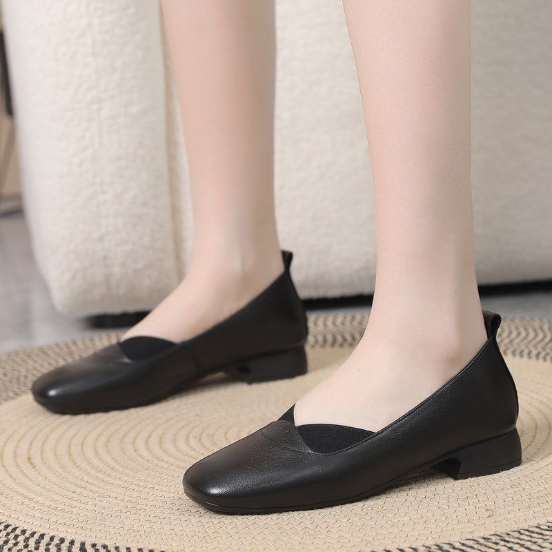 鞋子女单鞋平底中年女士皮鞋妈妈A鞋平底软底软皮舒适夏季浅口女,淘宝优惠券,粉丝福利购,淘宝优惠卷
