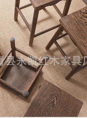 鸡翅木方凳实木小板凳鸡翅木凳子中式客厅将军凳鸡翅木成人小凳子