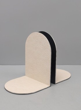 现代简约几何金属皮革书档书靠摆件书房玄关卧室样板房家居装饰品