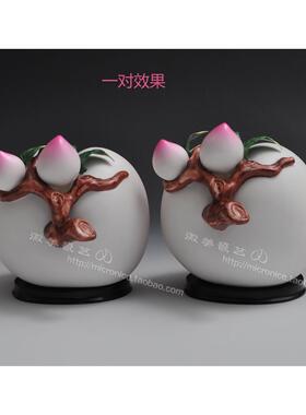 德化陶瓷彩绘寿桃桌面摆件送老人生日礼物送长辈礼品创意工艺礼品