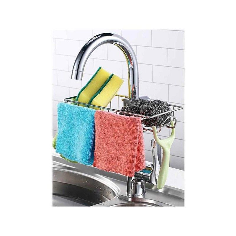 水龙头置物架厨房不锈钢水槽收纳架家用海绵抹布洗碗布沥水架挂篮,淘宝优惠券,粉丝福利购,淘宝优惠卷