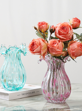 琉璃艺术气泡花瓶摆件与光邂逅现代轻奢插花花器客厅酒店玄关装饰