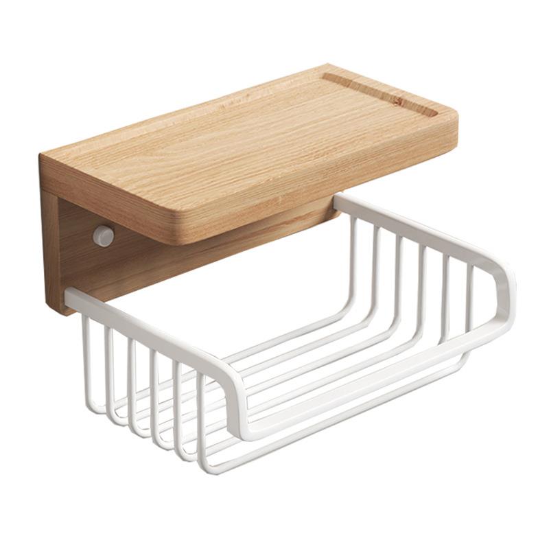 胡桃木卫生间纸巾盒壁挂式厕所卷纸架洗手间简约实木免打孔置物架 - 图3