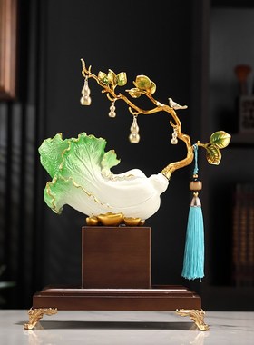 家居客厅玄关电视柜装饰品乔迁开业礼品白菜摆件招财创意中式树脂