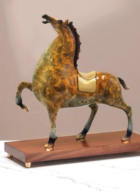 黄铜马摆件招财镇宅工艺品办公室领导客厅乔迁新居生肖装饰品礼物