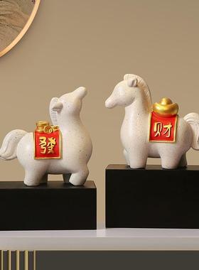 轻奢风马上有钱摆件办公室桌面客厅电视柜装饰高级感创意开业礼物