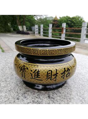陶瓷熏香炉家用室内寺庙祠堂金红黑色佛字心经特大号佛堂供品上香