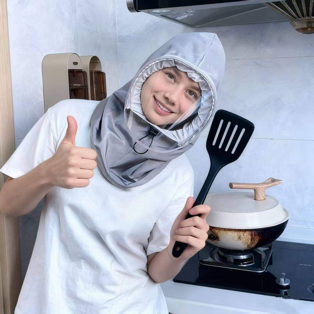 厨房帽子防油烟面罩女款防护帽围脖一体防尘防飞沫做饭炒菜防油溅,淘宝优惠券,粉丝福利购,淘宝优惠卷