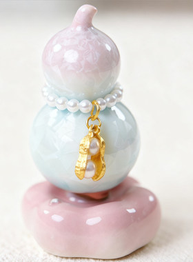 景德镇制结晶釉陶瓷转转乐小葫芦手工汽车小摆件陶瓷车载摆件茶宠