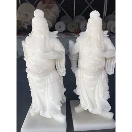 玉雕工艺品阿富汗白玉关公摆件白玉站关公家居饰品摆件 - 图3
