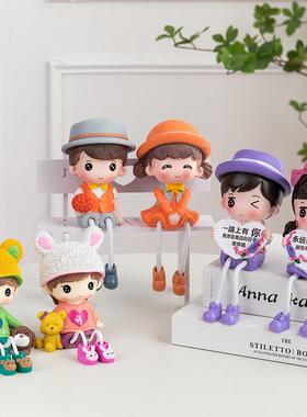 家居客厅装饰婚房摆设墙壁挂件卡通可爱情侣吊脚娃娃小礼品摆件