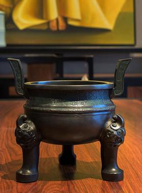 仿古青铜器铸客楚大鼎三足香炉鼎炉家居装饰品玄关柜摆件开业贺礼