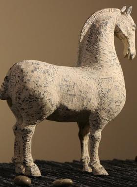 中式复古中国风玄关摆饰骏马摆件仿古仿唐汉马家居饰品富贵马