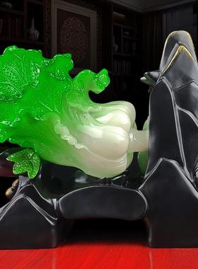 招财葫芦玉白菜摆件百财家居客厅酒柜玄关装饰品店铺乔迁开业礼物