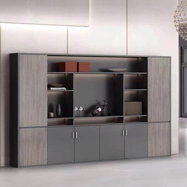 Boss office file cabinet wooden background cabinet against wall fashion information cabinet storage partition cabinet bookcase furniture