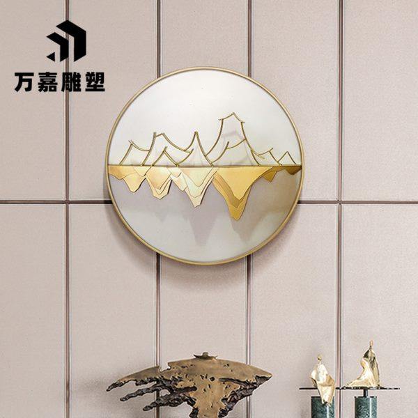 中式圆形茶室金属铁艺墙面壁挂玄关背景墙内嵌假山立体装饰挂件,淘宝优惠券,粉丝福利购,淘宝优惠卷
