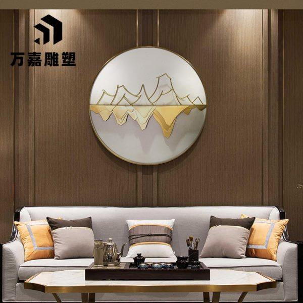 中式圆形茶室金属铁艺墙面壁挂玄关背景墙内嵌假山立体装饰挂件,淘宝优惠券,粉丝福利购,淘宝优惠卷