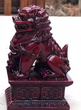 树脂双狮摆件立体狮子北京狮宫门狮公母一对家居客厅装饰品摆设