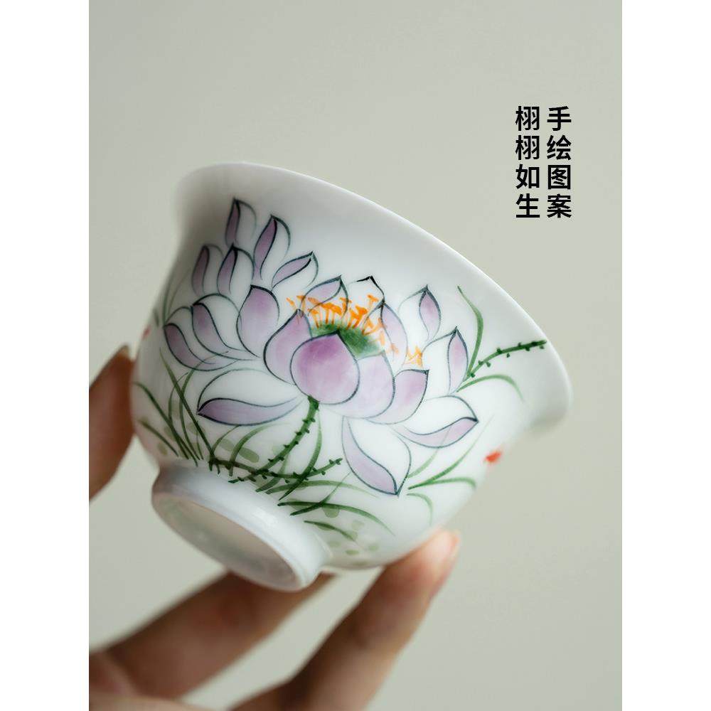 拓土旅行茶具纯手绘莲年有鱼陶瓷盖碗茶杯套装随身便携式户外泡茶,淘宝优惠券,粉丝福利购,淘宝优惠卷