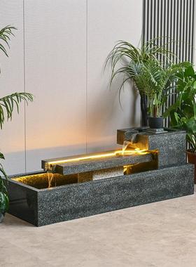 真石定制石碗循环水鱼塘阳台景观室外花园庭院景观室内摆件