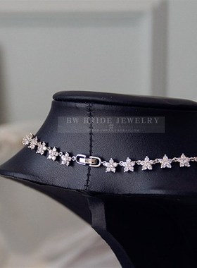 新款新娘结婚项链耳环套装闪耀锆石晚宴聚会配饰简约婚纱礼服首饰