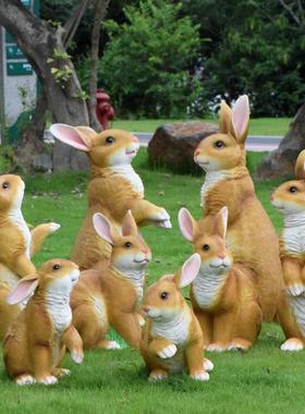 花园摆件户外彷真动物雕塑兔子大型树脂户外园林小品别墅庭院装饰