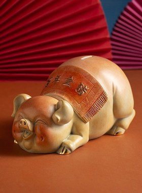 铜猪摆件百年金猪家居装饰礼品客厅玄关柜子办公室桌面吧台储蓄罐
