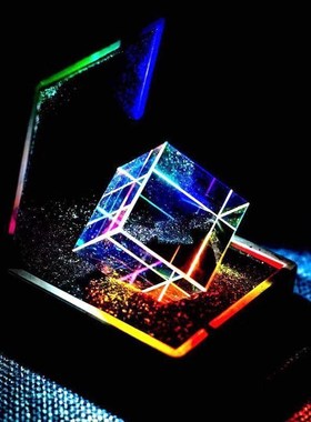 太阳捕手晶体光i之立方体棱光镜阳光扑手卧室七彩水晶摆件创意礼